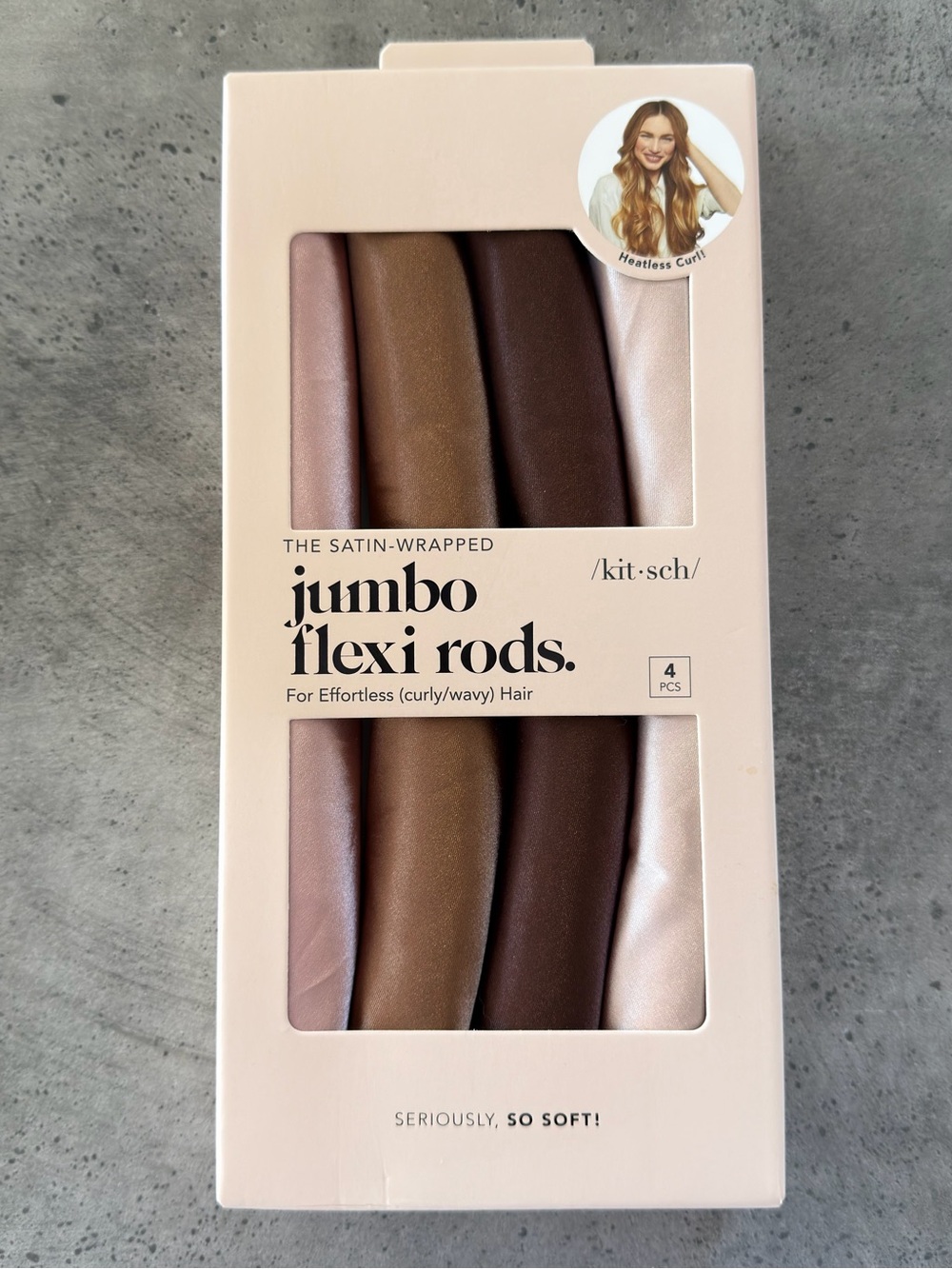 Kitsch Satin-Wrapped Jumbo Flexi Rods - Neutral Blush & Cream